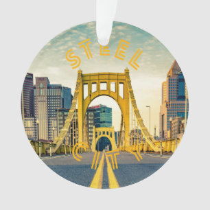 Pittsburgh Steel City Skyline Bridge Pennsylvania Ornament