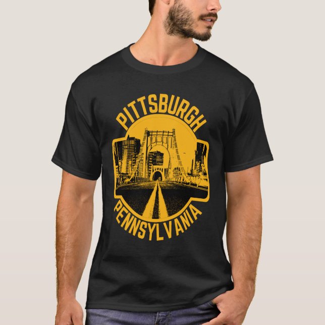 Pittsburgh Steel City Skyline Bridge Pennsylvania  T-Shirt (Vorderseite)