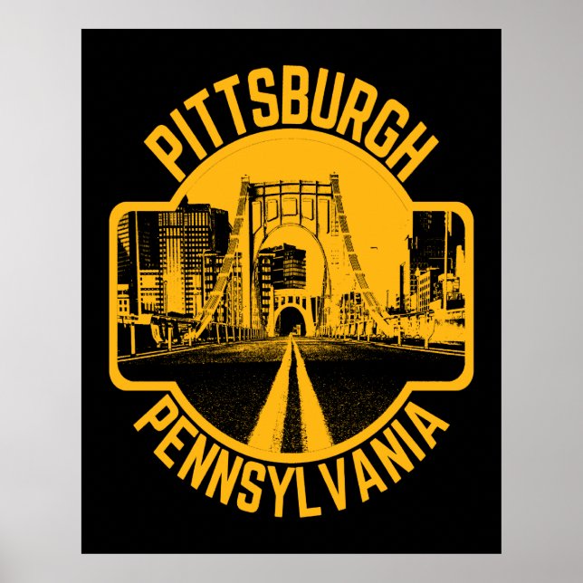Pittsburgh Steel City Skyline Bridge Poster (Vorne)