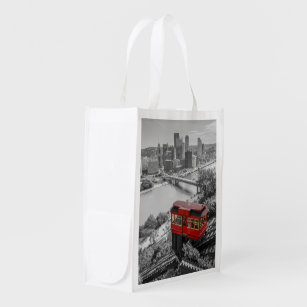 Pittsburgh Steel City Skyline Incline Fotografie  Wiederverwendbare Einkaufstasche
