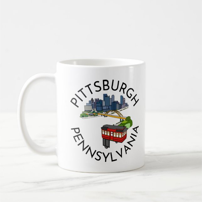 Pittsburgh Steel City Skyline Incline Pennsylvania Kaffeetasse (Links)