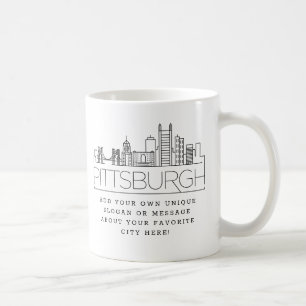 Pittsburgh Stylized Skyline   Benutzerdefinierter  Kaffeetasse