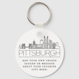 Pittsburgh Stylized Skyline   Benutzerdefinierter  Schlüsselanhänger
