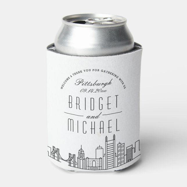Pittsburgh Stylized Skyline | Wedding Can Cooler Dosenkühler (Kanne Vorderseite)