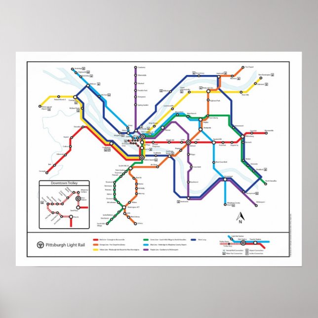 Pittsburgh Transit Map Poster (Vorne)