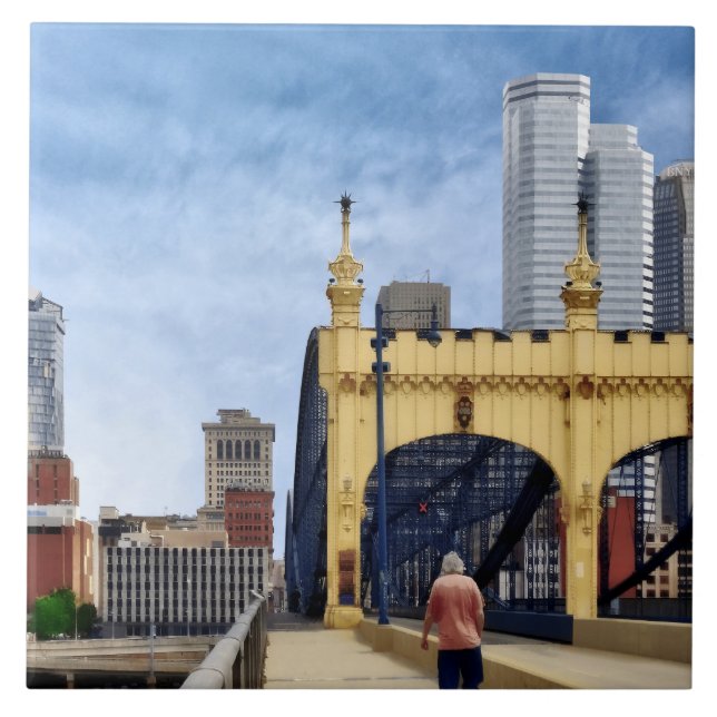 Pittsburgh - Über die Smithfield Street Bridge Fliese (Vorderseite)