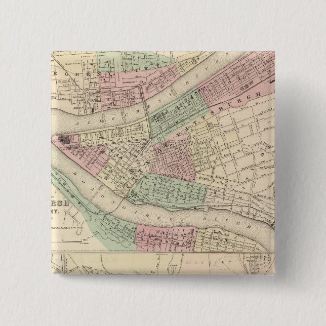 Pittsburgh und Allegheny, Pennsylvania Button (Vorderseite)