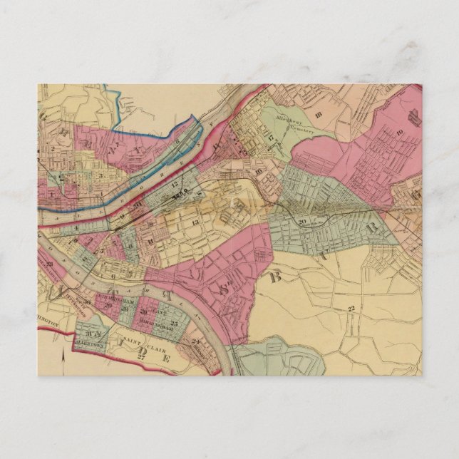 Pittsburgh und Allegheny Postkarte (Vorderseite)