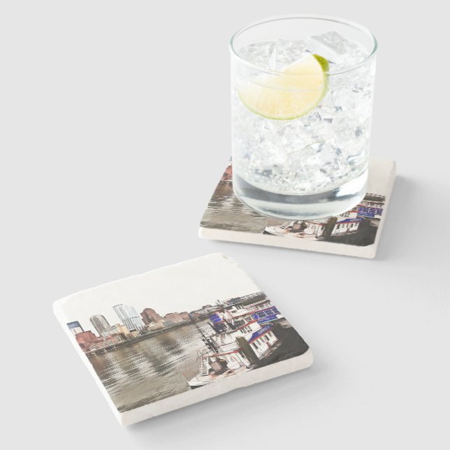 Pittsburgh-Untersetzer Steinuntersetzer (Seitenansicht)