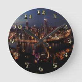 Pittsburgh via Monongahela Schräe Runde Wanduhr