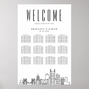 Pittsburgh Wedding   12 Tabelle Seating Chart Poster