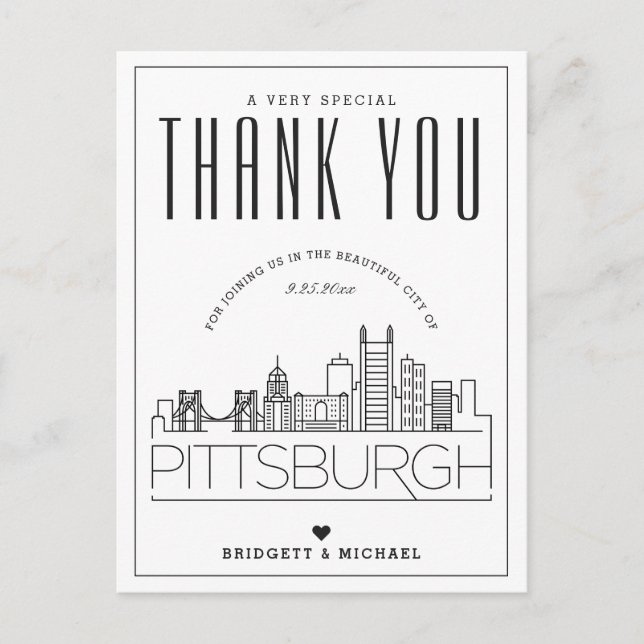Pittsburgh Wedding | Danke, dass du gekommen bist! Postkarte (Vorderseite)