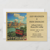 Pittsburgh Wedding Einladung Vintag Mitte des Jahr