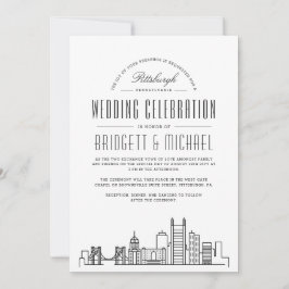 Pittsburgh Wedding | Moderner Deko Skyline Einladung