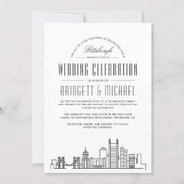 Pittsburgh Wedding | Moderner Deko Skyline Einladung