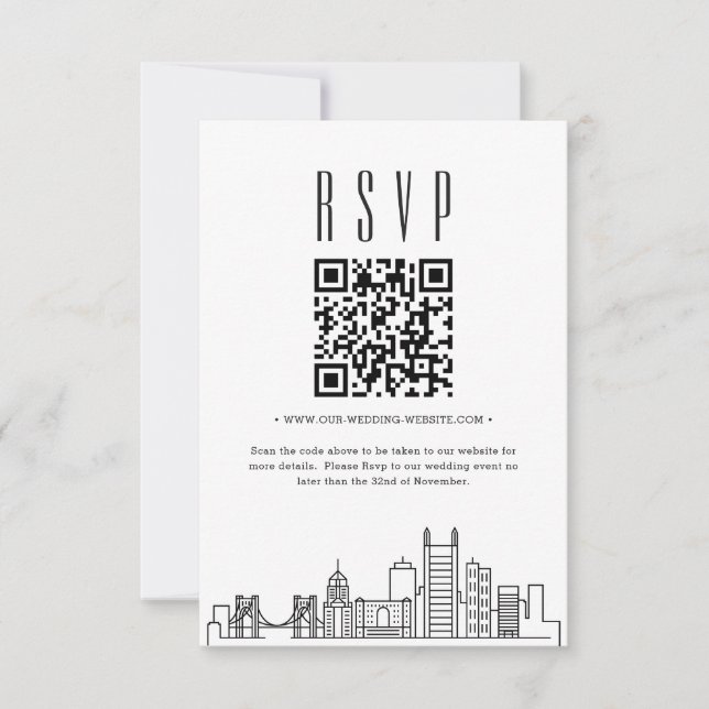 Pittsburgh Wedding QR Code UAWG Einladung (Vorderseite)