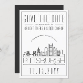 Pittsburgh Wedding |Stilisierte Skyline Save the D Einladung