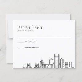 Pittsburgh Wedding | Stilisierte Skyline-UAWG RSVP Karte