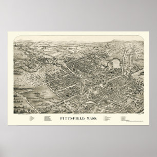Pittsfield, MA Panorama Karte - 1899 Poster