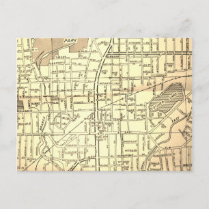 Pittsfield, MA Vintag Map Postkarte