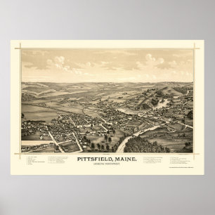 Pittsfield, ME Panorama Karte - 1889 Poster