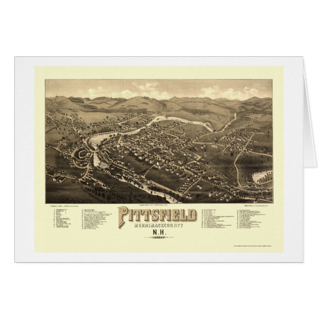 Pittsfield, panoramische Karte NH - 1884 (Vorderseite (Horizontal))
