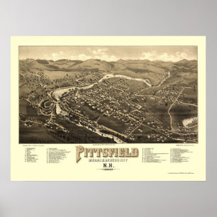 Pittsfield, panoramische Karte NH - 1884 Poster
