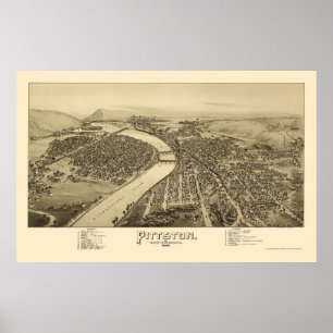 Pittston, panoramische Karte PAs - 1892 Poster