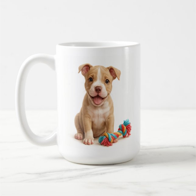 Pitty Party - Pitbull Welpe mit farbenfrohen Seils Kaffeetasse (Links)