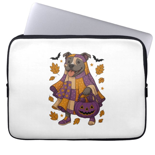 Pitull Dog Ghost Halloween Laptopschutzhülle (Vorderseite)