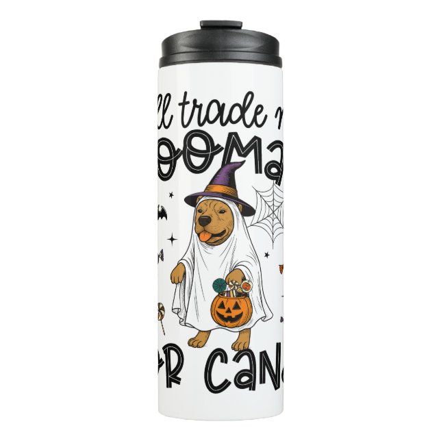 Pitull Dog Halloween Ghost Spooky Thermosbecher (Vorderseite)