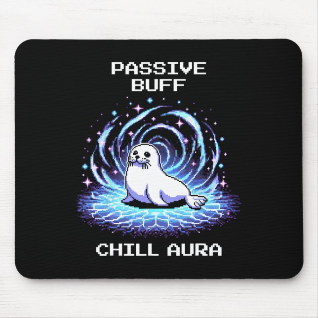 Pive Buff Chill Aura Pixel Art Seal Retro Gaming  Mousepad (Vorne)