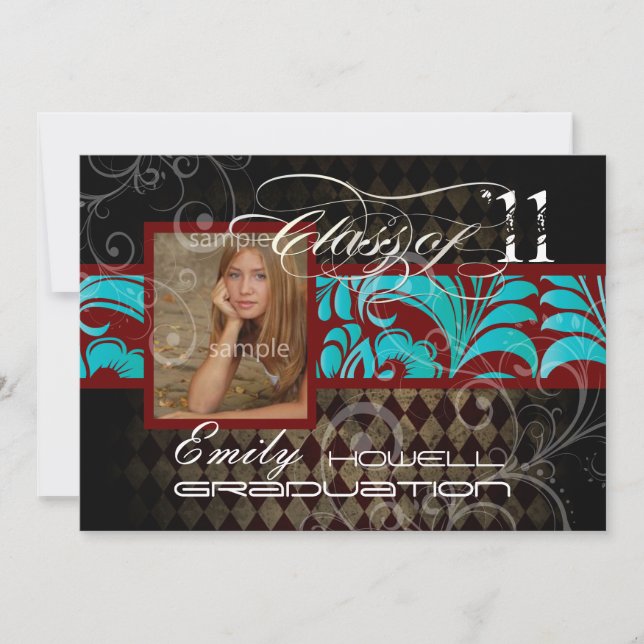 Pix Dezines 2011 Abschluss, Harlequin Einladung (Vorderseite)