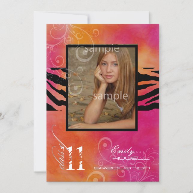 Pix Dezines 2011 Abschluss, Zebra Einladung (Vorderseite)