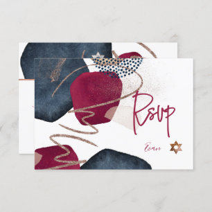Pix Dezines Abstrakt UAWG Navy Bar Mitzvah ✡ RSVP Karte
