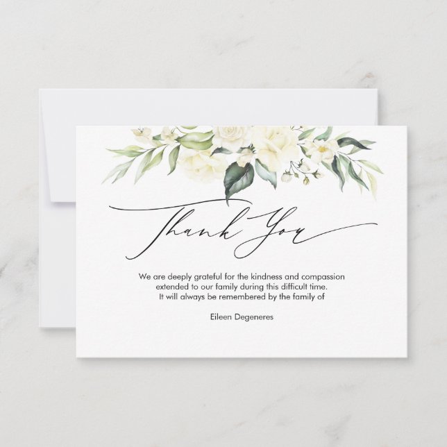 Pix Dezines Alabaster Rose Bereavement Danke, ich Einladung (Vorderseite)