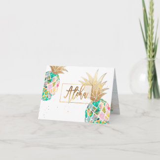 Pix Dezines Aloha Ananas, Aquamarine Grüne Imitat Dankeskarte
