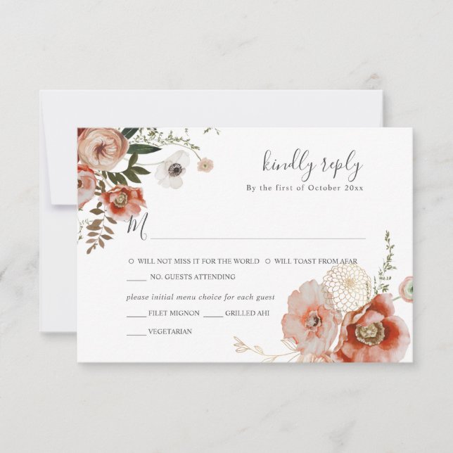 Pix Dezines Autumn Blume Marsala UAWG Einladung (Vorderseite)