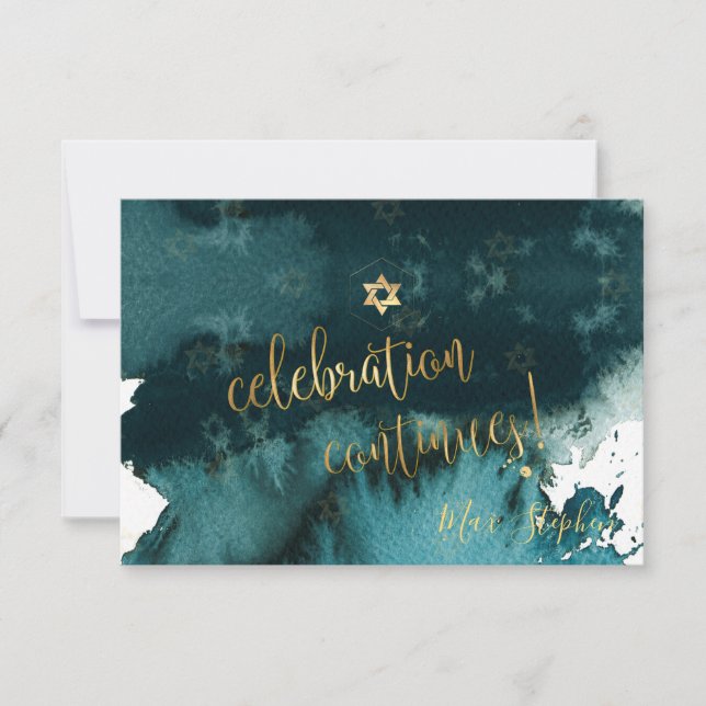 Pix Dezines Bar Mitzvah Celebration Cards ✡ Aquama RSVP Karte (Vorderseite)