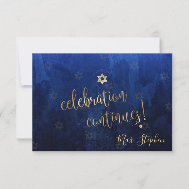 Pix Dezines Bar Mitzvah Celebration Cards ✡ Marine RSVP Karte (Vorderseite)