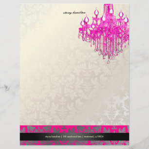 Pix Dezines Baroque Damask/heiß rosa Kronleuchter Briefbogen