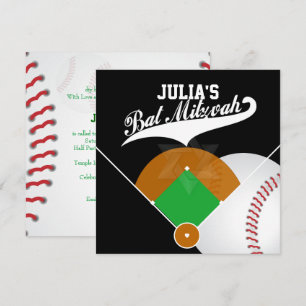Pix Dezines ✡ Baseball Diamond/Bat Mitzvah Einladung