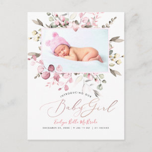 Pix Dezines Blush Blume Girl Birth Pos Postkarte