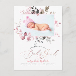 Pix Dezines Blush Blume Girl Birth Pos Postkarte