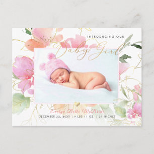 Pix Dezines Blush Blume Girl Birth Postkarte