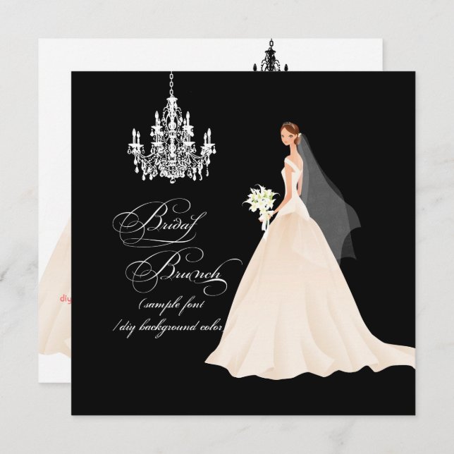 Pix Dezines bridal Brunch/DIY-Anlass+Farbe Einladung (Vorne/Hinten)