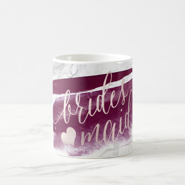 Pix Dezines Bridesmaid|Marble Blush Pink Script Kaffeetasse (Mittel)