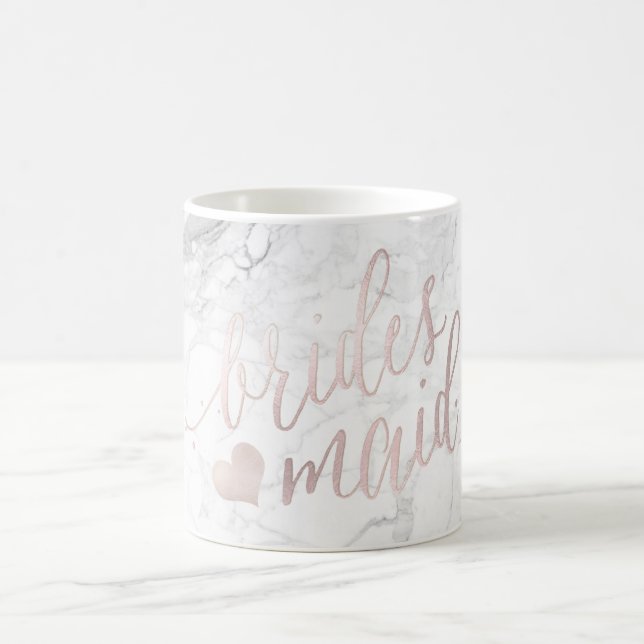 Pix Dezines Bridesmaid|Marble Blush Pink Script Kaffeetasse (Mittel)