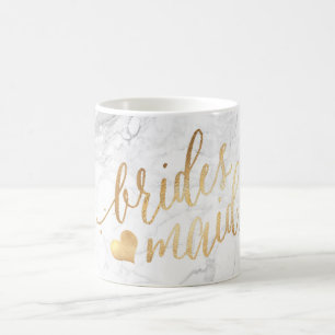 Pix Dezines Bridesmaid Marble Imitate Gold Script Kaffeetasse