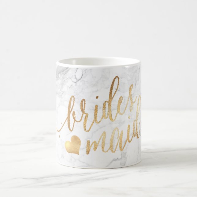 Pix Dezines Bridesmaid|Marble Imitate Gold Script Kaffeetasse (Mittel)